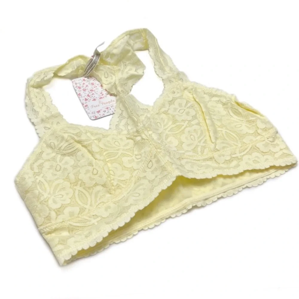 Free People Gallon Racerback Yellow Lace Bralette Size Small